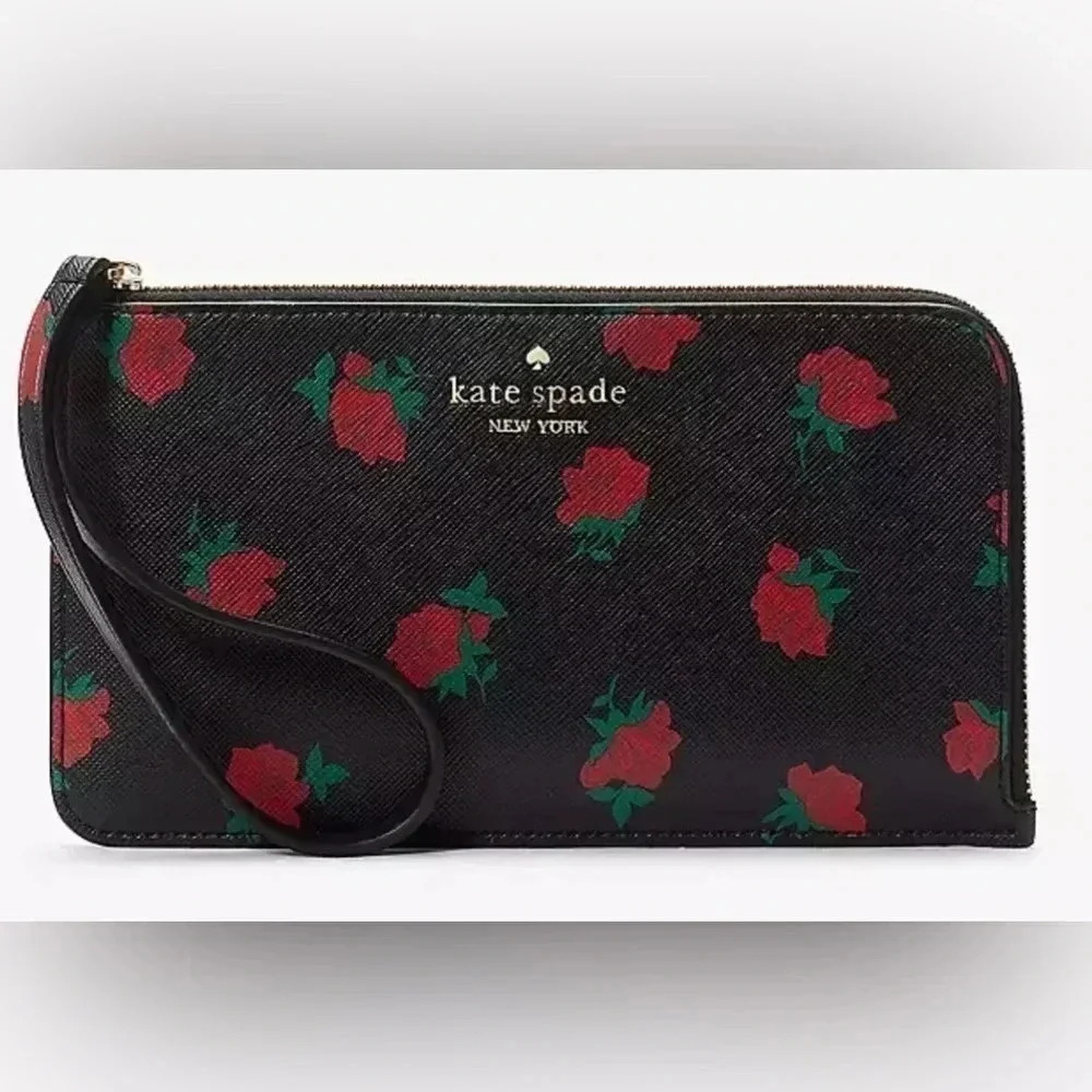 Kate Spade NWT Lucy Medium L-Zip Wristlet COLOR:
Black Multi